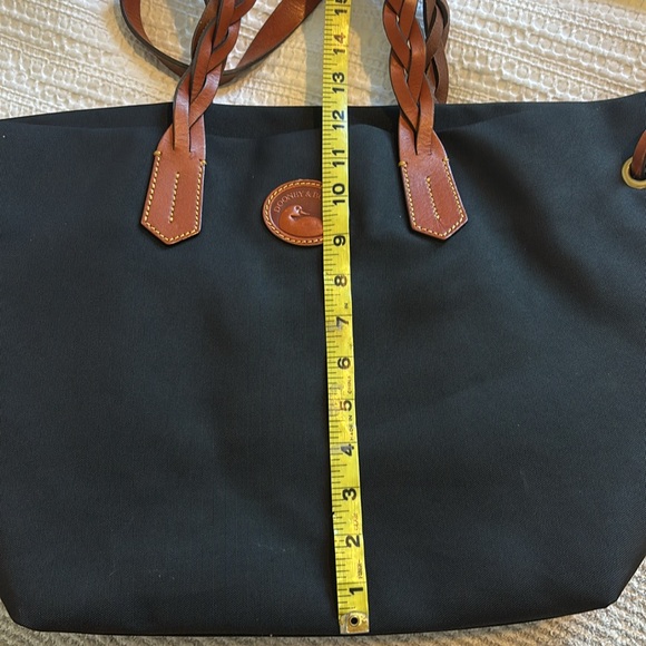 Dooney and Bourke Classic Black Tote Bag with Brown Leather Accents - Picture 7 of 8
